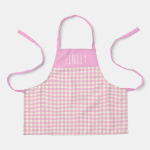 Süßes Vintage-Rosa-Gingham-Karo personalisiert für Schürze