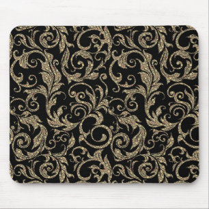 Süßes vintage schwarzes braunes Blumenmuster Mousepad