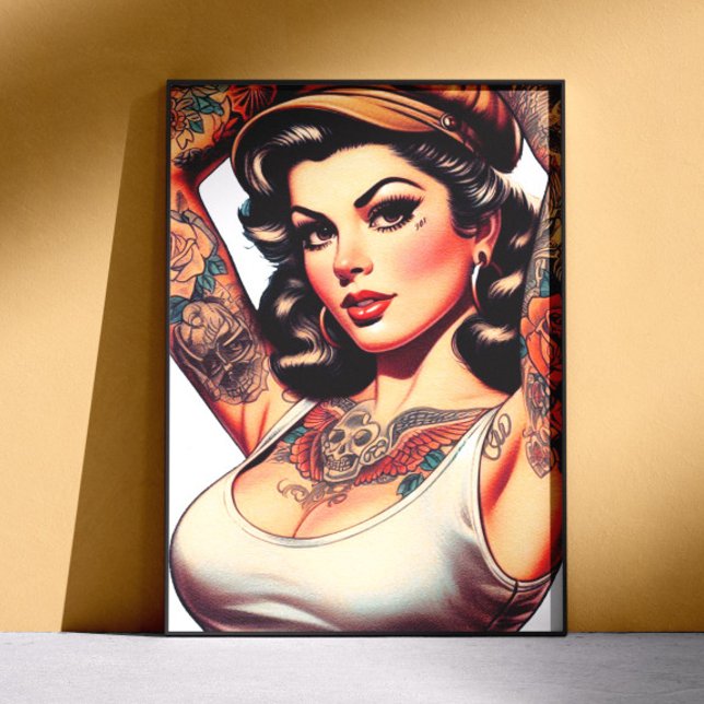 Süßes Vintage-Tätowiermädchen Poster (Von Creator hochgeladen)