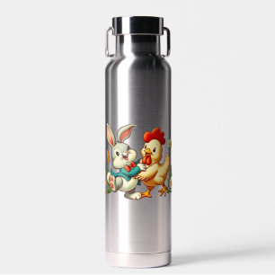 Süßes, vintage Zeichentrick Huhn & Kaninchen Trinkflasche