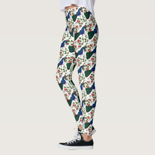 Süßes Vogel-Blumenmuster Farbiger blauer Vogel m Leggings