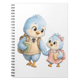 Süßes Vogel Bruder Schwester Notizbuch Notizblock