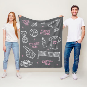 Süßes Volleyball-Doodle-Muster mit individuellem T Fleecedecke