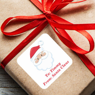Süßes von Santa Claus individuelles Weihnachtsgesc Quadratischer Aufkleber