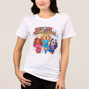 Süßes "Vor dem Volleyball" Cartoon-Mädchen-Design Tri-Blend Shirt