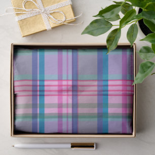 Süßes, vornehmes Retro-Karomuster in Rosa und Blau Seidenpapier