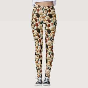 Süßes Wald-Igel- und Pilzmuster Leggings