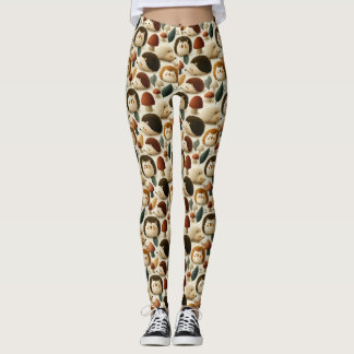 Süßes Wald-Igel- und Pilzmuster Leggings