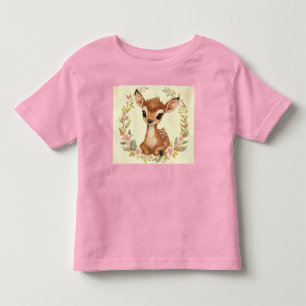 Süßes Wald Reh in Blumenkranz Kleinkind T-shirt