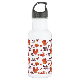 Süßes Waldhörnchen Herbstmuster Edelstahlflasche