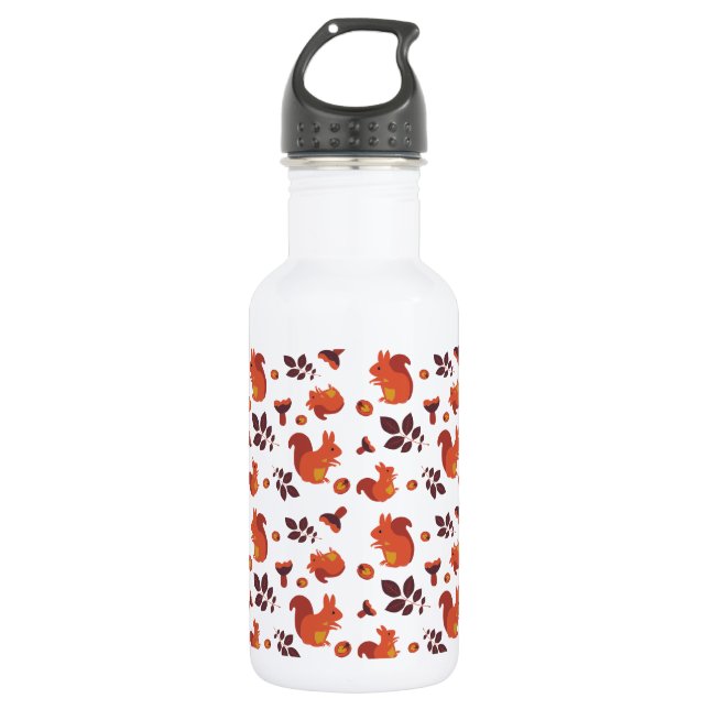 Süßes Waldhörnchen Herbstmuster Edelstahlflasche (Vorderseite)