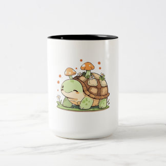 Süßes Waldschildkröten-Cottagecore-Kawaii-Design Zweifarbige Tasse