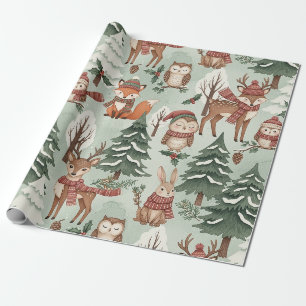 Süßes Waldtier-Winterwald-Muster Geschenkpapier