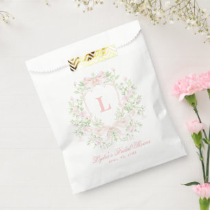 Süßes Wappen mit rosa Bogen Monogramm-Brautparty Geschenktütchen