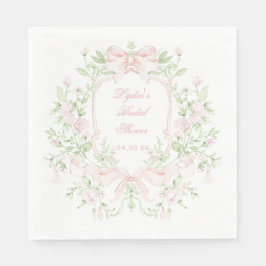 Süßes Wappen mit rosa Bogen | Monogramm-Brautparty Serviette