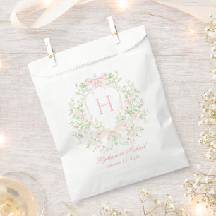 Süßes Wappen mit rosa Bogen Monogramm-Hochzeit Geschenktütchen