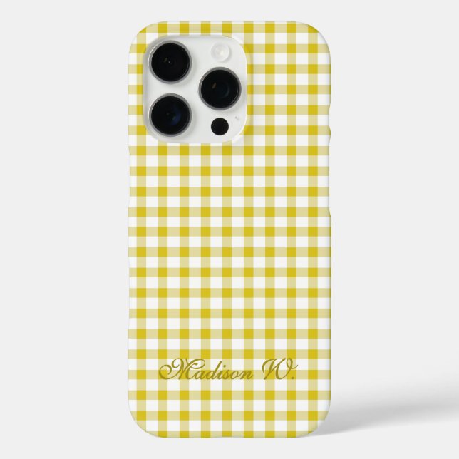 Süßes warmes gelbes Gingham-Muster Case-Mate iPhone Hülle (Rückseite)