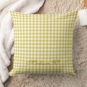 Süßes warmes gelbes Gingham-Muster Kissen