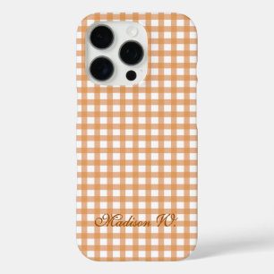 Süßes warmes orangefarbenes Gingham-Muster iPhone 16 Pro Hülle