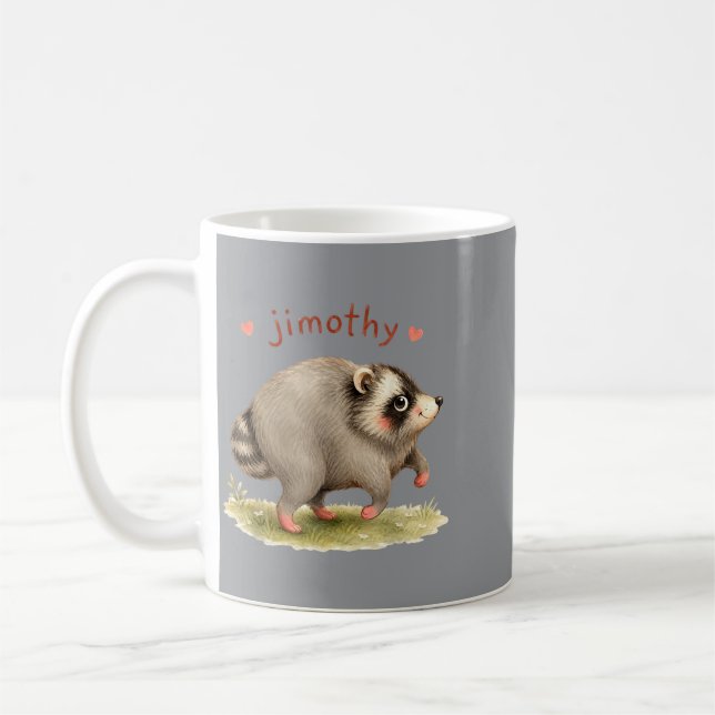 Süßes Waschbär-Meme Team Jimothy Design Kaffeetasse (Links)