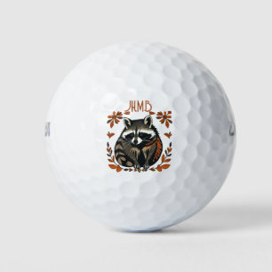 Süßes Waschbär-Tier-Logo-Monogramm-Kunst Golfball