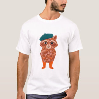 Süßes Waschbären-Barett-T-Shirt T-Shirt