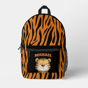 Süßes Wasserfarbe-Tigerjunges-Streifenmuster-Name Bedruckter Rucksack