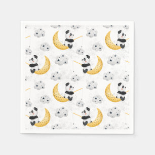 Süßes Wasserfarben-Angler-Panda-Geburtstagsmuster Serviette