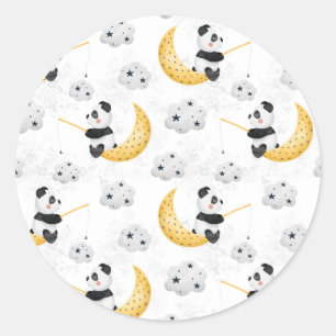 Süßes Wasserfarben-Angler-Panda-Muster Runder Aufkleber