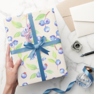 Süßes Wasserfarben-Heidelbeer-Botanik-Muster Geschenkpapier