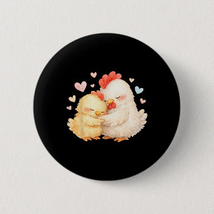 Süßes Wasserfarben-Huhn, das sanft umarmt Button