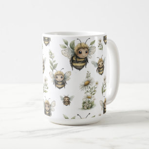 Süßes Wasserfarben-Hummeldesign Sanfte Pastellbi Kaffeetasse