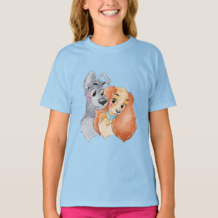 Süßes Wasserfarben-Hundepaar Romantische Vintage-I T-Shirt