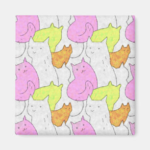 Süßes Wasserfarben-Katzen-Doodle-Muster Magnet