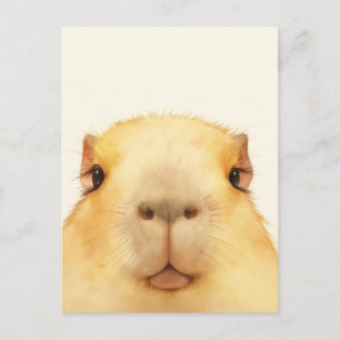 Süßes Wasserfarben-Nahaufnahme-Gesicht eines Capyb Postkarte
