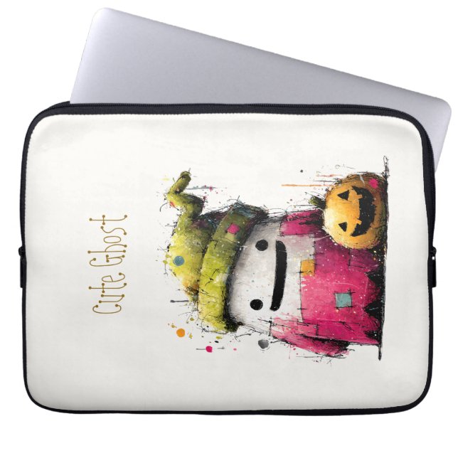 Süßes Wasserfarben-Patchwork-Geist Halloween Laptopschutzhülle (Vorderseite)