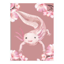 Süßes Wasserfarben-Rosa-Axolotl-Plakat