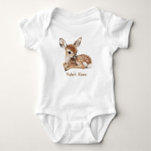 Süßes Wasserfarben-Waldhirsch-Baby-Bodysuit
