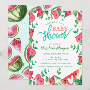 Süßes Wassermelonen-Herz-Baby-Shower Einladung