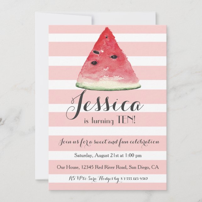 Süßes Watermelon Geburtstag Einladung für Mädchen (Vorderseite)