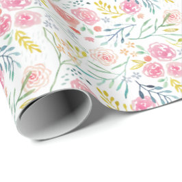Süßes weibliches Aquarell mit Blumen Geschenkpapier