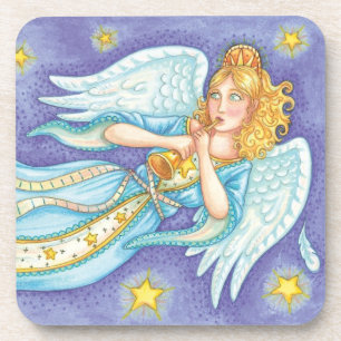 Süßes Weihnachten, Engel-Musikerin spielt ihr Horn Untersetzer