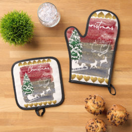 Süßes Weihnachten  Ofenhandschuh & Topflappen-Set