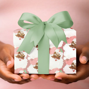 Süßes Weihnachten Rosa Retro Vintage Schwarzer San Geschenkpapier