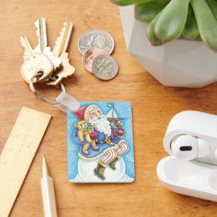 Süßes Weihnachten, Weihnachtsmann auf Schneeball m Schlüsselanhänger