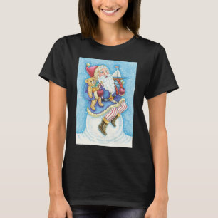 Süßes Weihnachten, Weihnachtsmann auf Schneeball m T-Shirt