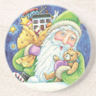 Süßes Weihnachten, Weihnachtsmann im Schornstein m Getränkeuntersetzer