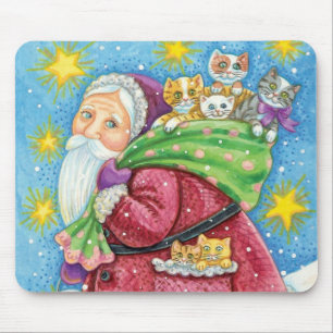 Süßes Weihnachten, Weihnachtsmann mit Kätzchen und Mousepad