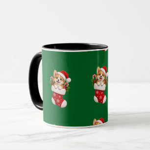 Süßes Weihnachts-Corgi-Hund-Festtagsmuster-Fleece- Tasse