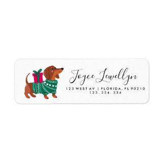 Süßes Weihnachts-Dachshund-Hund Rücksende-Adresset